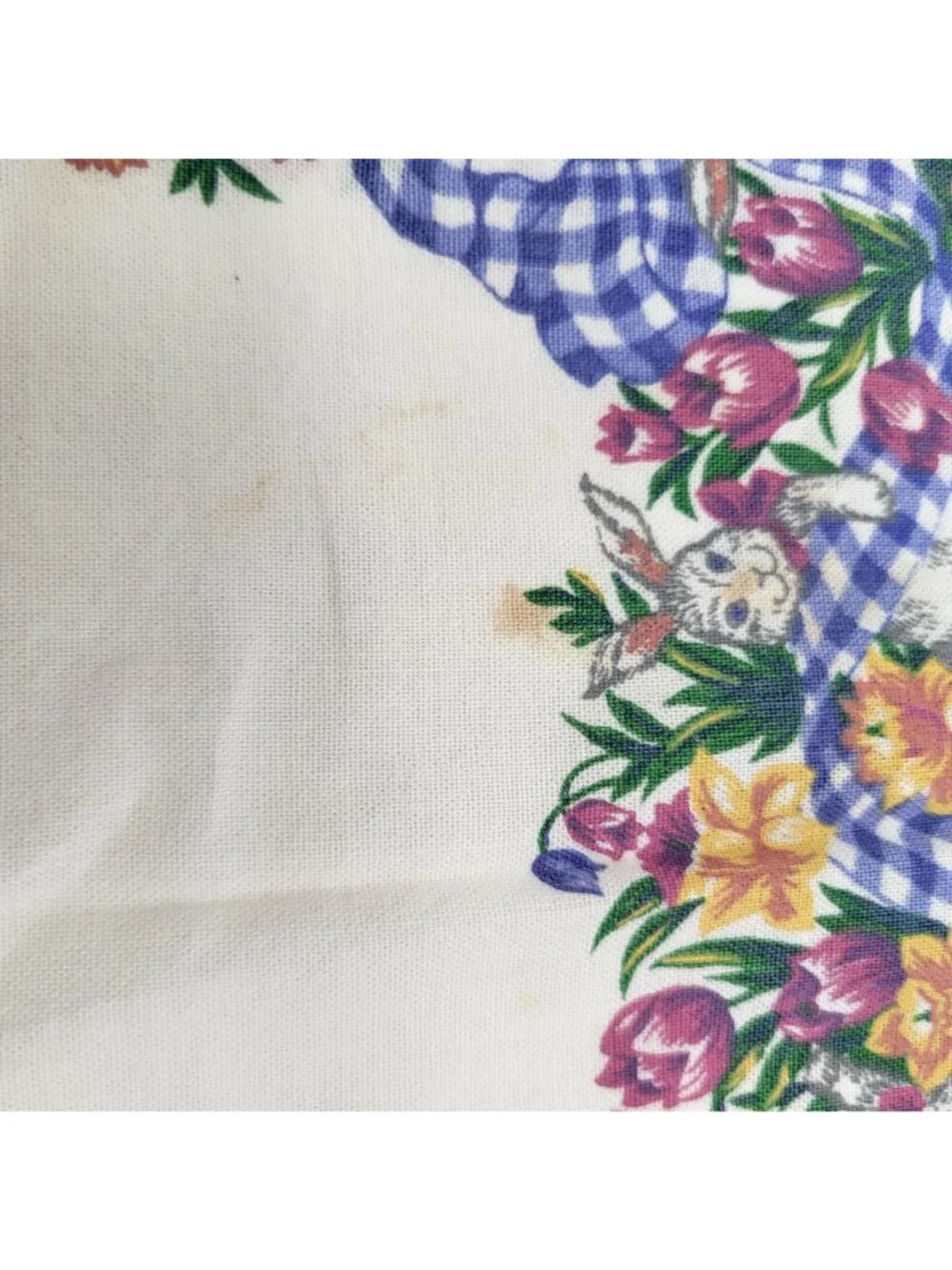 VTG 90s Easter Linens Napkins Set of 8 Picnic Country Spring Bunny Eggs Floral